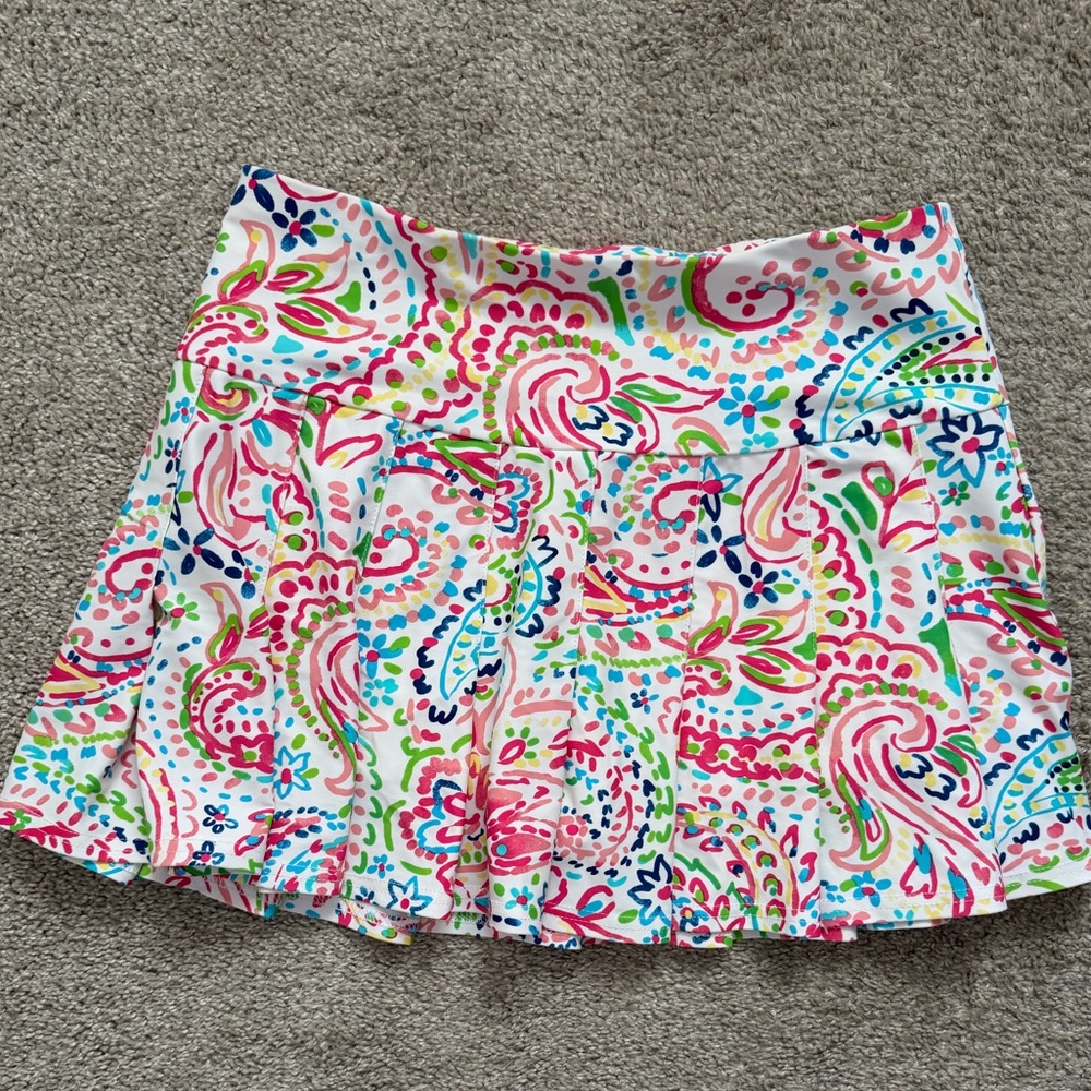 Aryeh White Paisley Print Pleated Skirt with Multicolor Accents